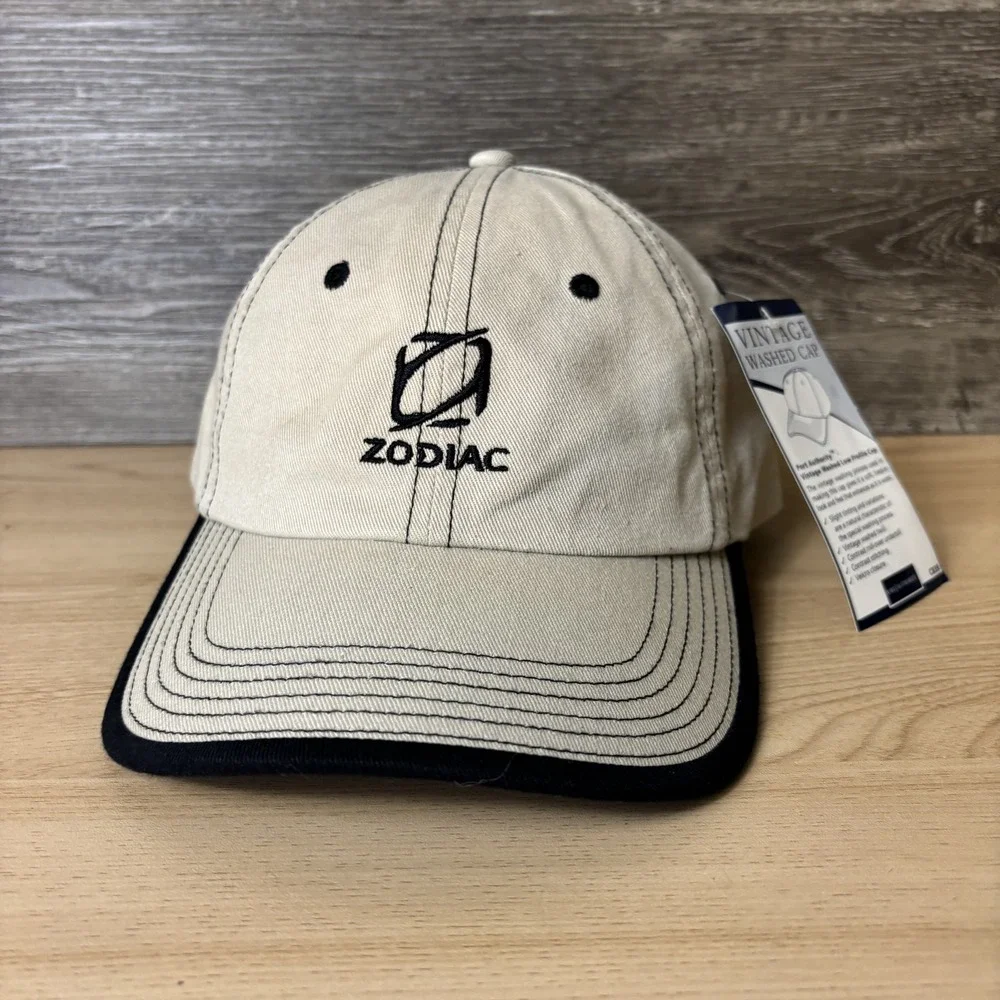Vintage Zodiac Hat Cap Strap Back Embroidered Mens One Size 90s NWT